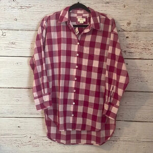 Maeve Pink and White Check Button-Down Shirt